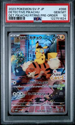 2023 POKEMON JPN SV-P PROMO #098 DETECTIVE PIKACHU PSA 10 - Image 1
