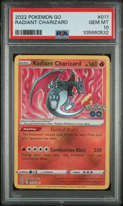 Radiant Charizard 011/078 Pokemon GO Holo Graded PSA 10 - Image 1