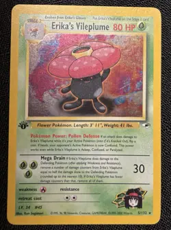 Pokemon Erika's Vileplume #45 1st Edition Holo Rare Swirl WOTC Gym Heroes NM/LP - Image 1
