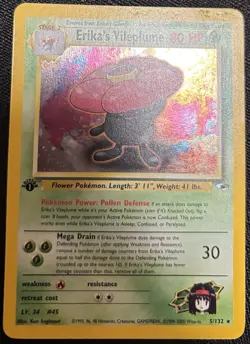 Pokemon Erika's Vileplume #45 1st Edition Holo Rare Swirl WOTC Gym Heroes NM/LP - Image 5