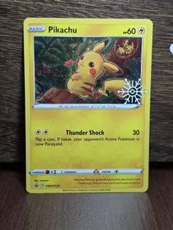 Pokemon Holiday Calendar Pikachu SWSH153 Black Star Holo Promo NM - Image 1