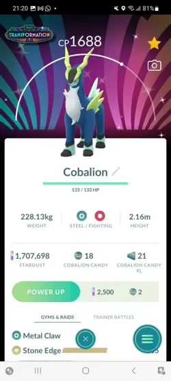 Pokemon Go Legendary shiny Cobalion ( Background) - Image 1