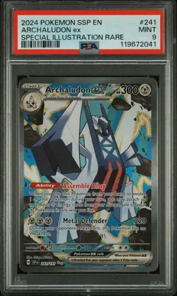 2024 POKEMON SSP EN-SURGING SPARKS SPECIAL ILLUSTRATION RARE ARCHALUDON EX PSA 9 - Image 1