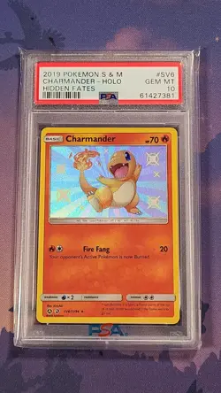 Pokemon Charmander Sun & Moon Hidden Fates SV6/SV94 PSA 10 - Image 1