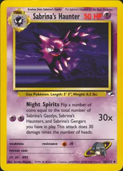 Sabrina's Haunter 58/132 Unlimited Uncommon Gym Heroes Pokemon Card NM - Image 1
