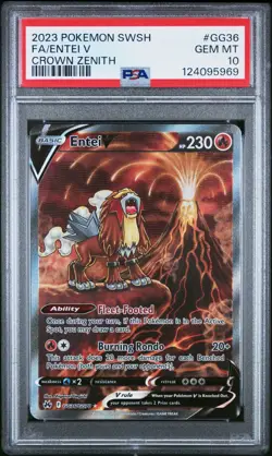 PSA 10 Entei V Crown Zenith Galarian Gallery Full Alt Art #GG36 Pokemon Card GEM - Image 1