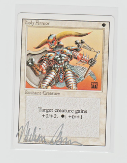 Magic the Gathering ~ 1x Holy Armor ~ M/NM ~ REVISED ~ Signed by Artist - Image 1
