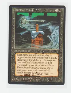 Magic the Gathering ~ 1x Haunting Wind ~ M/NM ~ Antiquities ~ Signed by Artist - Image 1