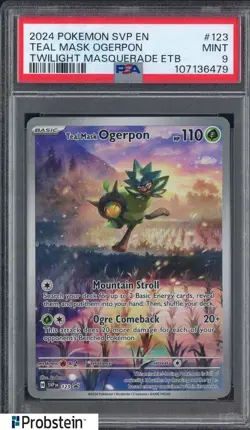 2024 Pokemon SVP EN Twilight Masquerade Center ETB #123 Teal Mask Ogerpon PSA 9 - Image 1
