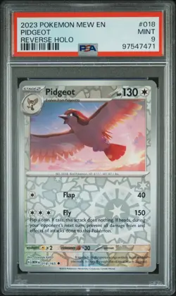 2023 POKEMON MEW EN-151 REVERSE HOLO #018 PIDGEOT PSA 9 - Image 1