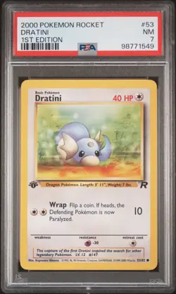 2000 POKEMON ROCKET 1ST ED #53 DRATINI PSA 7 - Image 1