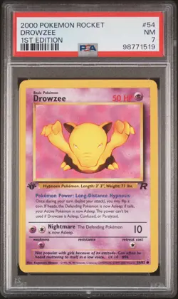 2000 POKEMON ROCKET 1ST ED #54 DROWZEE PSA 7 - Image 1