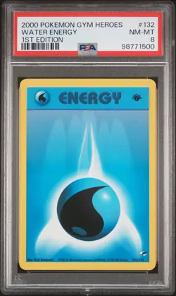 2000 POKEMON GYM HEROES 1ST ED #132 WATER ENERGY PSA 8 - Image 1