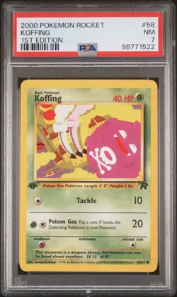 2000 POKEMON ROCKET 1ST ED #58 KOFFING PSA 7 - Image 1