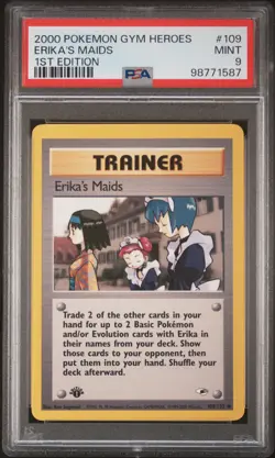 2000 POKEMON GYM HEROES 1ST ED #109 ERIKA'S MAIDS PSA 9 - Image 1