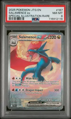 2025 POKEMON JTG EN-JOURNEY TOGETHER #187 SALAMENCE EX PSA 8 - Image 1