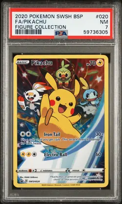 2020 POKEMON SWSH BLACK STAR PROMO FIGURE COLLECTION FULL ART/PIKACHU PSA 7 - Image 1
