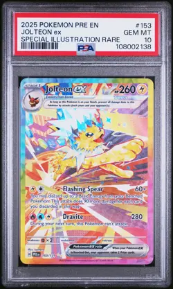 2025 POKEMON PRE EN-PRISMATIC EVOLUTIONS #153 JOLTEON EX PSA 10 - Image 1