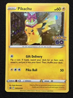 PIKACHU SWSH234 Black Star Promo Cosmic Holo Pokemon GO TCG Near Mint - Image 1