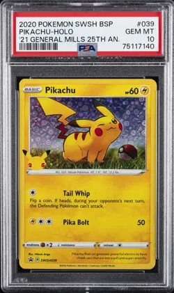 2020 POKEMON SWSH BLACK STAR PROMO #039 PIKACHU-HOLO PSA 10 - Image 1