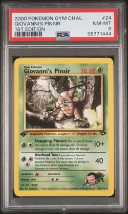 2000 POKEMON GYM CHALLENGE 1ST ED #24 GIOVANNI'S PINSIR PSA 8 - Image 1