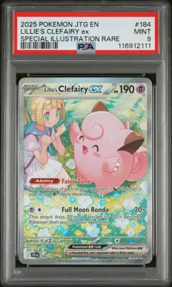 2025 POKEMON JTG EN-JOURNEY TOGETHER #184 LILLIE'S CLEFAIRY EX PSA 9 - Image 1