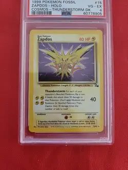 Pokemon: Zapdos #15/62 Fossil Thunderstorm Dk. Cosmos Holo Holo - PSA 4 - D23 - Image 3