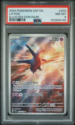 2024 POKEMON SSP EN-SURGING SPARKS ILLUSTRATION RARE #203 LATIOS PSA 8 - Image 1