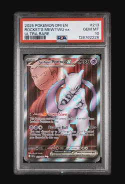 Team Rockets Mewtwo EX 213/182 Destined Rivals Card PSA 10 Gem Mint - Image 2