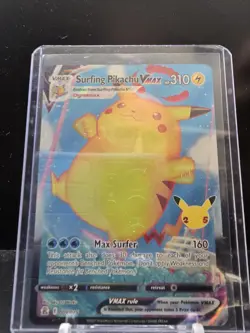 B005 - HOLO Surfing Pikachu VMAX 009/025 - Pokemon 25th Celebrations Card - Image 1