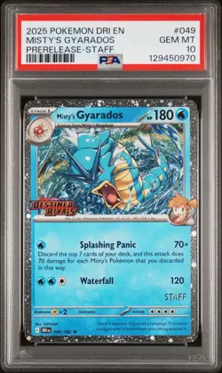 Misty's Gyarados STAFF Promo PSA 10 049/182 Destined Rivals Pokemon Card #961 - Image 1