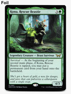 Kona, Rescue Beastie (0187) - FOIL - [Duskmourn: House of Horror] MTG 🌳 - Image 1