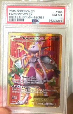 2015 POKEMON XY BREAKTHROUGH SECRET #164 FULL ART/MEWTWO EX PSA 8 - Image 1