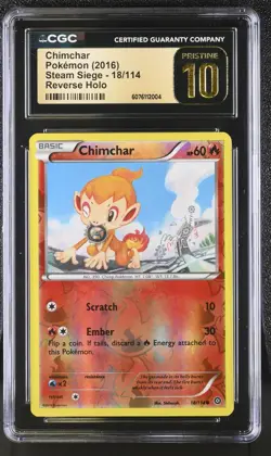 Pokemon Chimchar 18/114 Reverse Holo XY Steam Siege - CGC 10 PRISTINE - Image 1