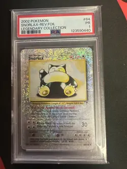 2002 POKEMON LEGENDARY COLLECTION #64 SNORLAX-REVERSE FOIL PSA 1 - Image 1