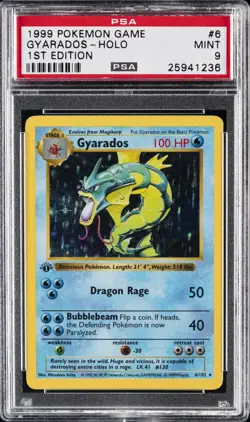 1999 POKEMON BASE SET 1ST EDITION #6 GYARADOS-HOLO PSA 9 - Image 1