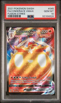 2021 POKEMON SWORD & SHIELD FUSION STRIKE #045 FULL ART/CINDERACE VMAX PSA 10 - Image 1