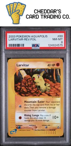 2003 Pokemon Aquapolis Larvitar-Rev.Foil #89 PSA 8 (New Cert!) - Image 1