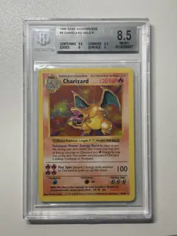 1999 Pokemon Base Set Unlimited Charizard Shadowless Holo Rare BGS 8.5 Vintage - Image 1