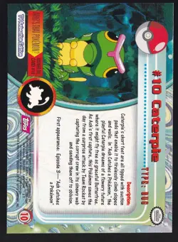 Pokemon Topps Card - Caterpie #10 Non Holo RED LABEL TV Animation Edition - Image 2