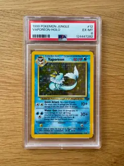 1999 Pokemon Fossil 12/62 Vaporeon Holo Rare PSA 6 Excellent - Image 1