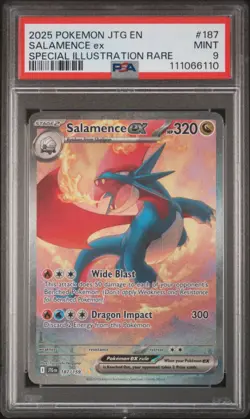 2025 POKEMON JOURNEY TOGETHER SPECIAL ILLUSTRATION RARE SALAMENCE EX PSA 9 - Image 1