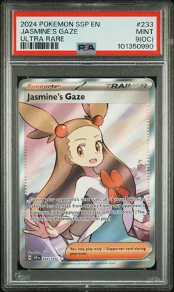 PSA 9(OC) 2024 Pokemon SSP EN Jasmine’s Gaze Ultra Rare #233 Mint Surging Sparks - Image 1