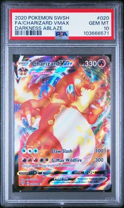 2020 POKEMON SWORD & SHIELD DARKNESS ABLAZE #020 FULL ART/CHARIZARD VMAX PSA 10 - Image 1