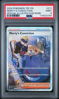 2024 Pokemon Tef En-Temporal Forces #211 Morty'S Conviction SIR PSA 9 - Image 1