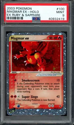 Pokemon Magmar ex Holo 2003 EX Ruby & Sapphire #100 PSA 9 Mint - Image 1