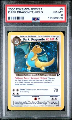 2000 POKEMON ROCKET 5 DARK DRAGONITE-HOLO NEAR MINT-MINT PSA 8 - Image 1