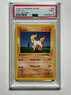 Pokemon 1999 1st Edition Base Set Ponyta #60 PSA 9 Mint - Image 1