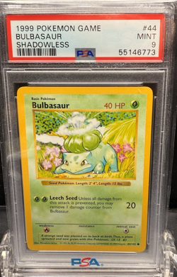 1999 POKEMON GAME BULBASAUR SHADOWLESS #44 PSA 9 - Image 1