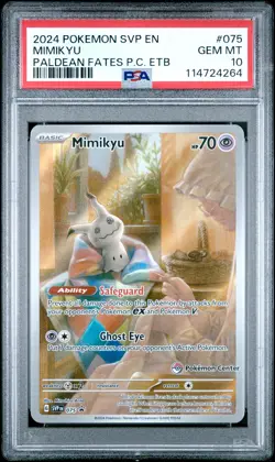 2024 POKEMON PALDEAN FATES POKEMON CENTER ETB PROMO SVP #075 MIMIKYU PSA 10 - Image 1